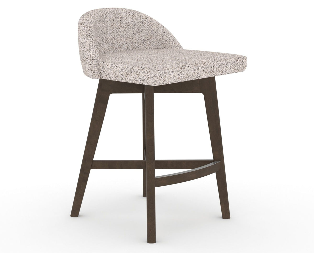 Canadel Downtown Swivel Counter or Bar Stool 8138 in FP Crypton® and 29 Hazelnut Washed, three-quarter view