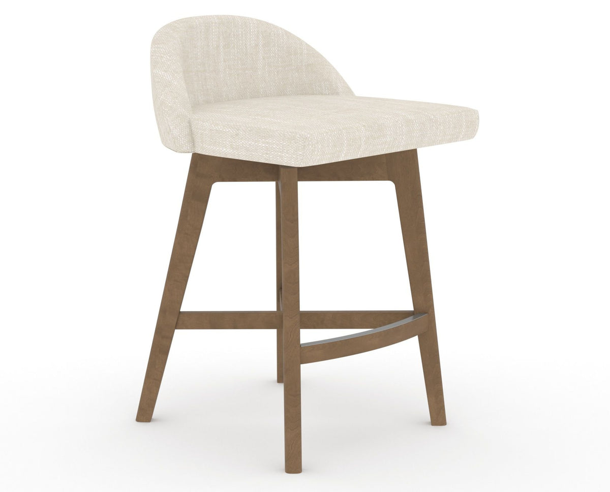 Canadel Downtown Swivel Counter or Bar Stool 8138 in FT InsideOut® and 25 Pecan Washed, three-quarter view