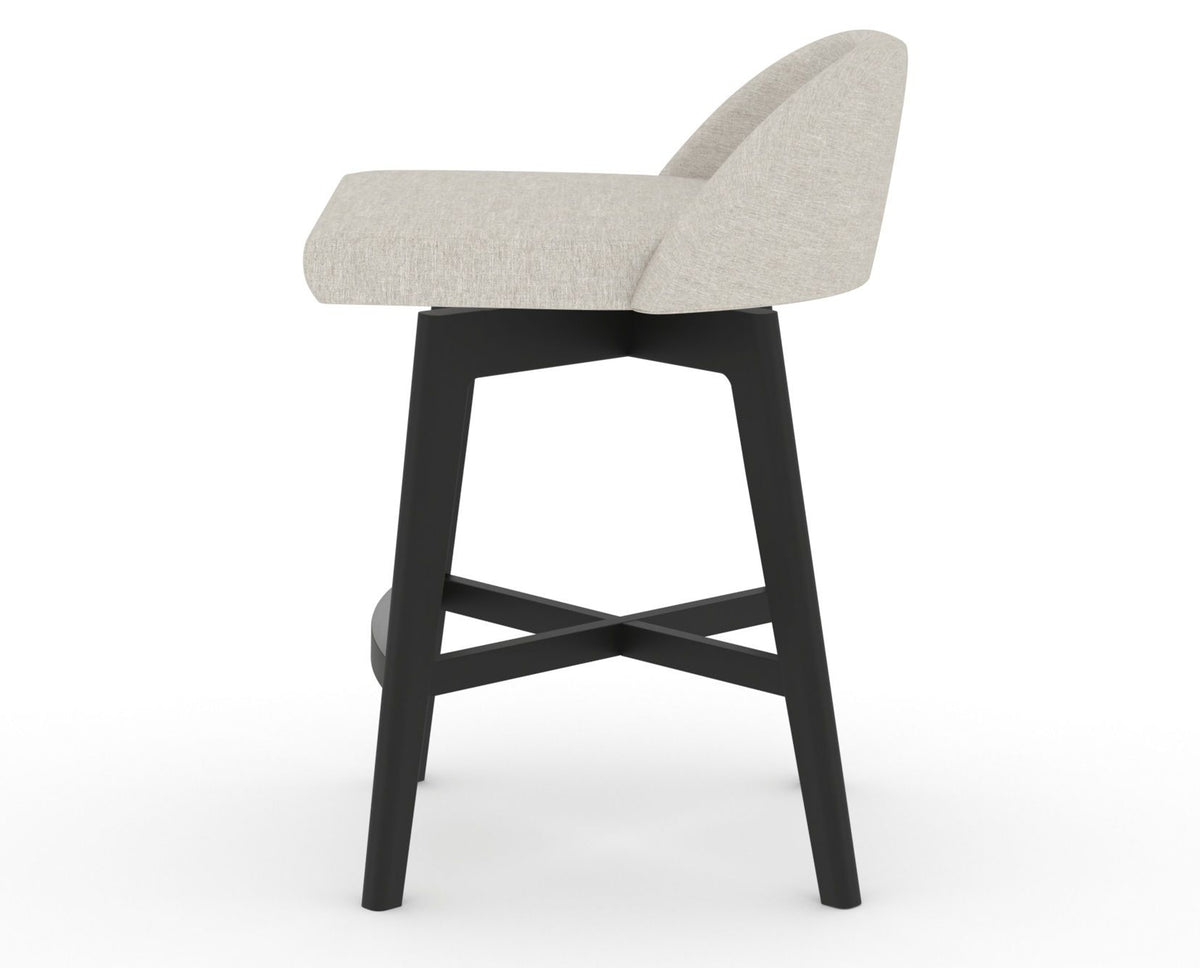 Canadel Downtown Swivel Counter or Bar Stool 8138 in TB Fabric and 05 Peppercorn Washed, side view