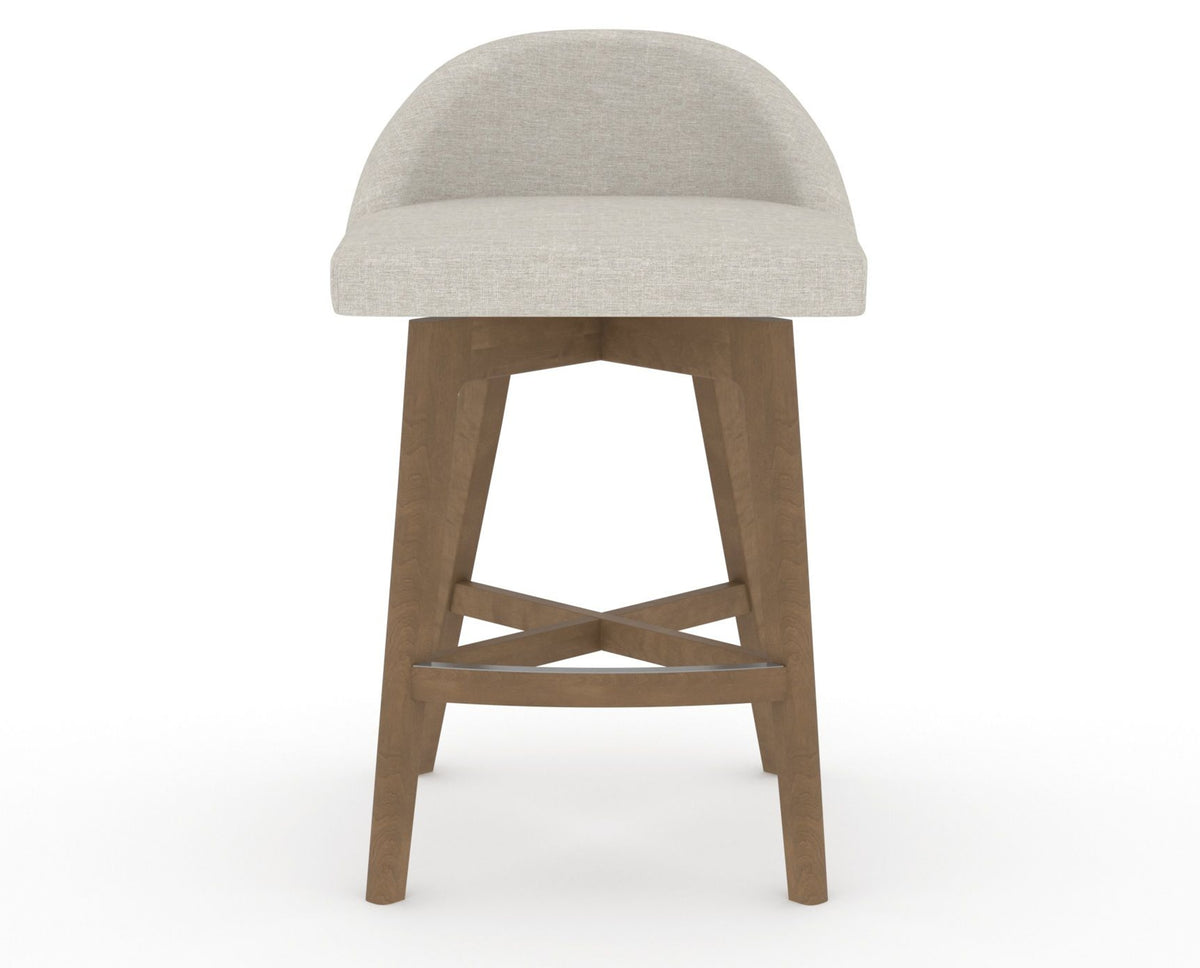 Canadel Downtown Swivel Counter or Bar Stool 8138 in TB Fabric and 25 Pecan Washed, front view