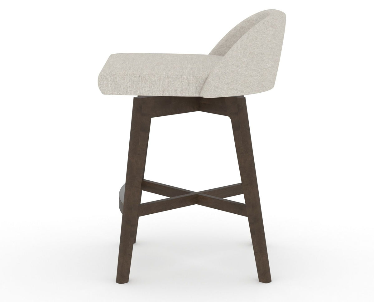 Canadel Downtown Swivel Counter or Bar Stool 8138 in TB Fabric and 29 Hazelnut Washed, side view