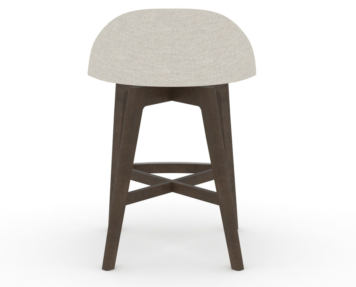 Canadel Downtown Swivel Counter or Bar Stool 8138 in TB Fabric and 29 Hazelnut Washed, back view