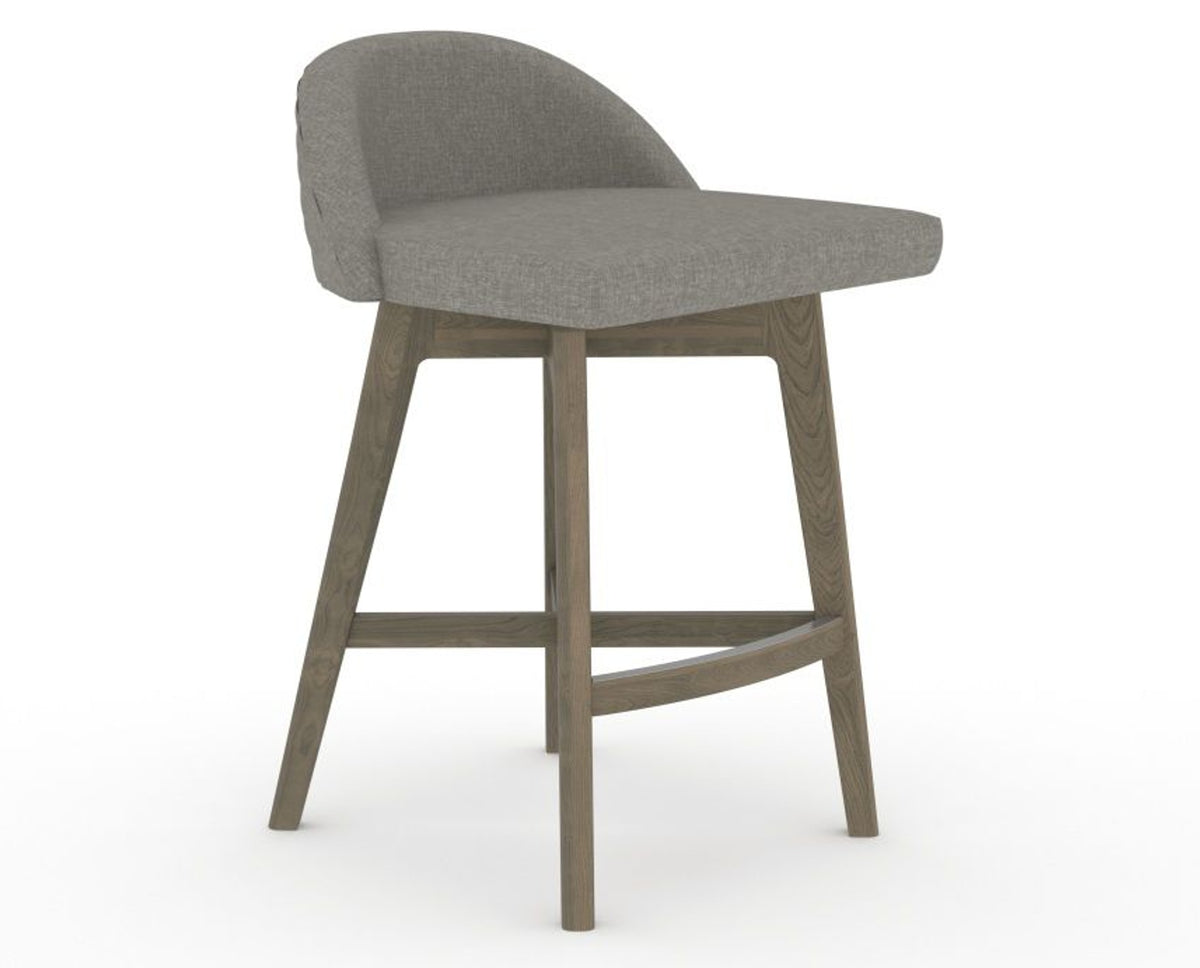 Canadel Downtown Swivel Counter or Bar Stool 8138 in TN Fabric and 08 Shadow, three-quarter view