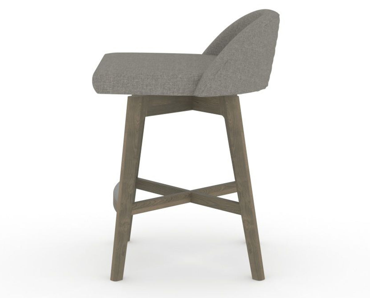 Canadel Downtown Swivel Counter or Bar Stool 8138 in TN Fabric and 08 Shadow, side view