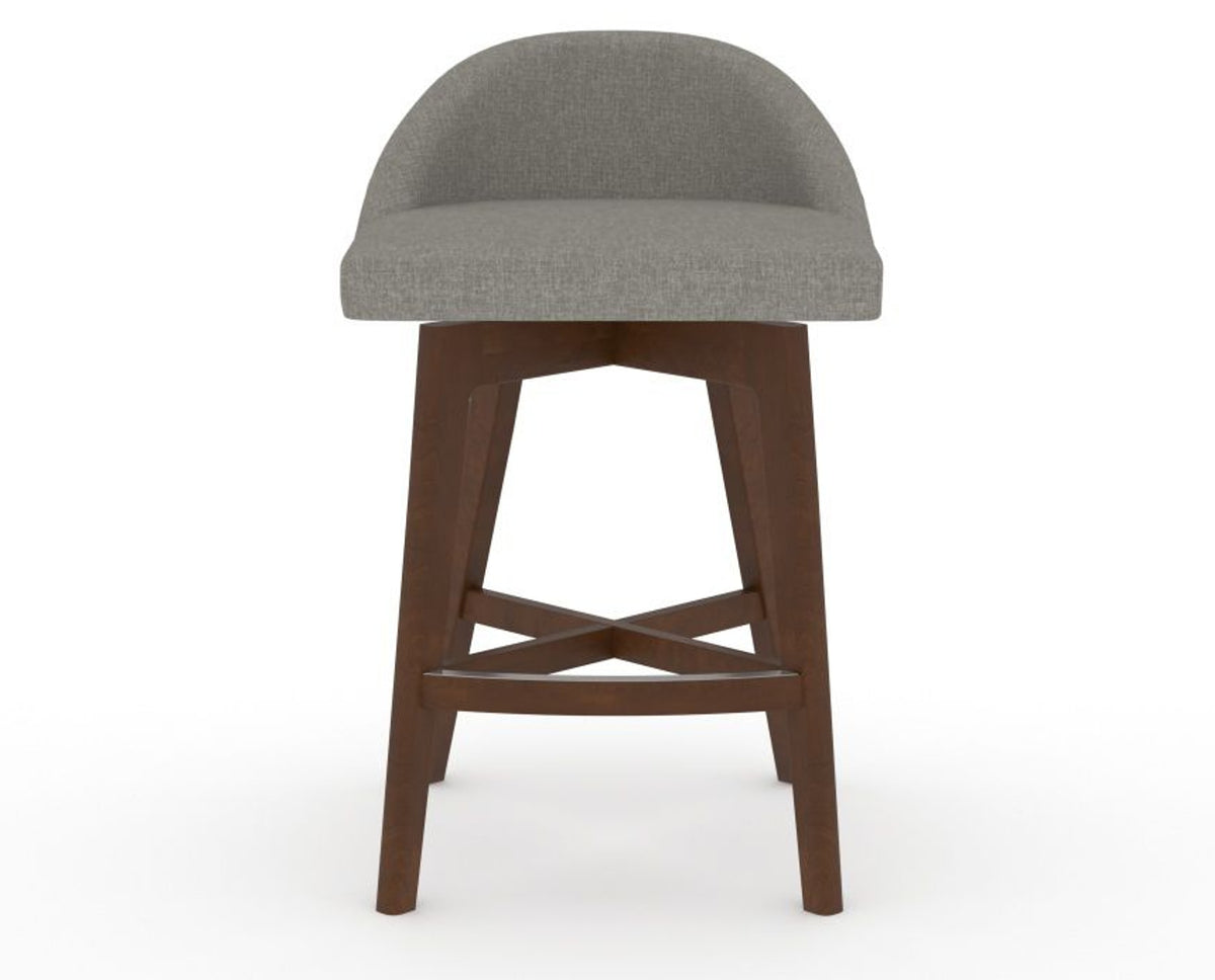 Canadel Downtown Swivel Counter or Bar Stool 8138 in TN Fabric and 19 Cognac Washed, front view