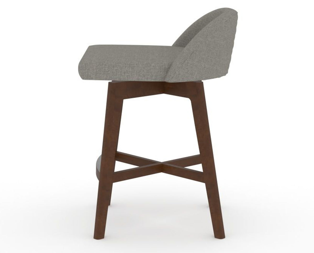 Canadel Downtown Swivel Counter or Bar Stool 8138 in TN Fabric and 19 Cognac Washed, side view