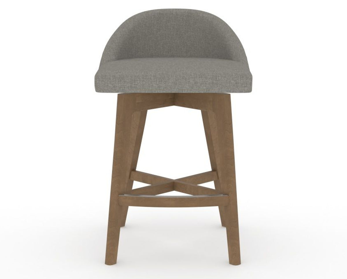 Canadel Downtown Swivel Counter or Bar Stool 8138 in TN Fabric and 25 Pecan Washed, front view