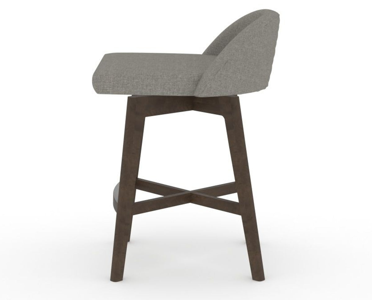 Canadel Downtown Swivel Counter or Bar Stool 8138 in TN Fabric and 29 Hazelnut Washed, side view