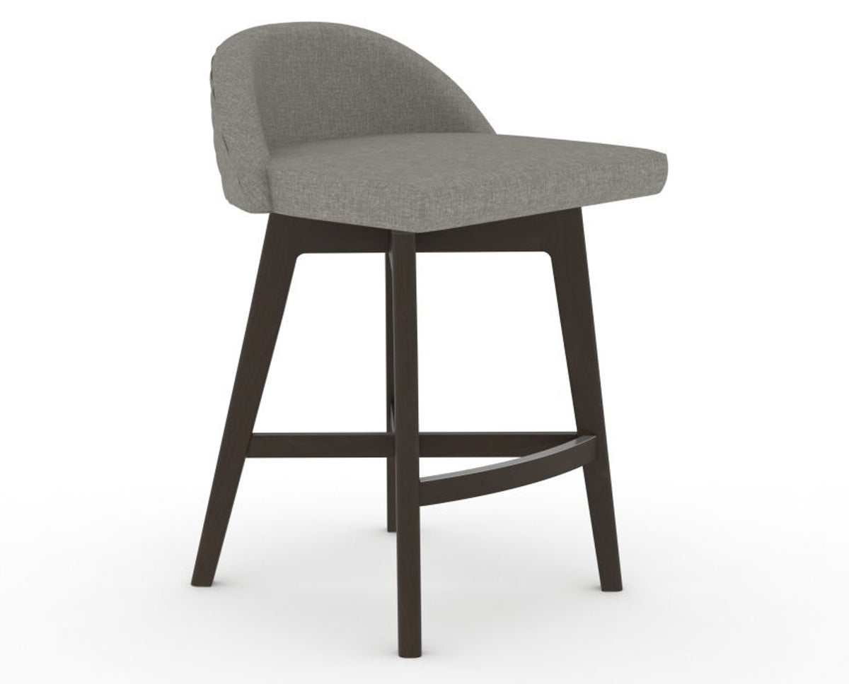 Canadel Downtown Swivel Counter or Bar Stool 8138 in TN Fabric and 59 Davy's Grey, three-quarter view