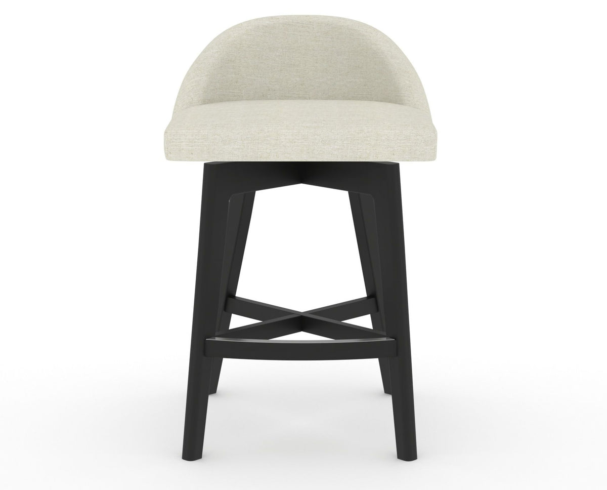 Canadel Downtown Swivel Counter or Bar Stool 8138 in TW Fabric and 05 Peppercorn Washed, front view