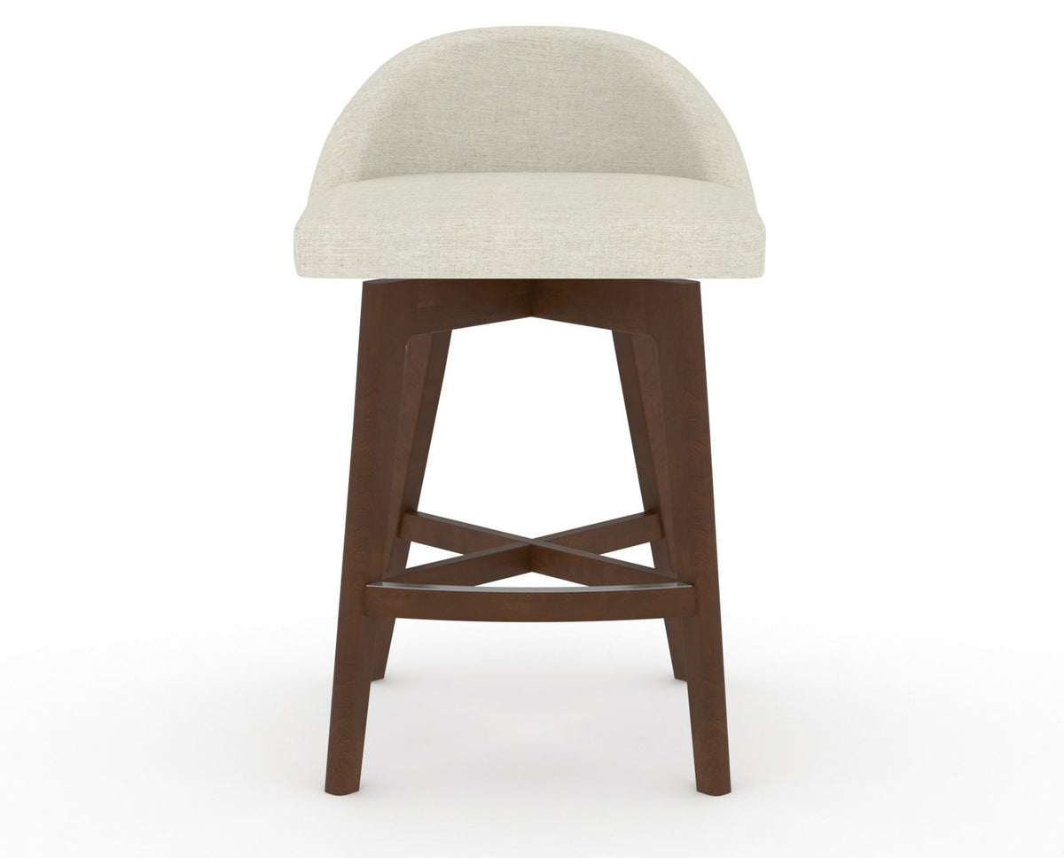 Canadel Downtown Swivel Counter or Bar Stool 8138 in TW Fabric and 19 Cognac Washed, front view