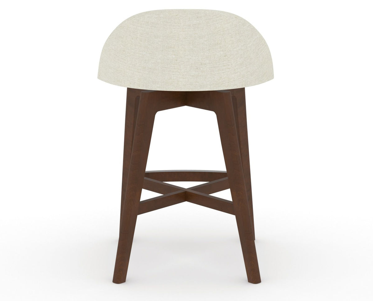 Canadel Downtown Swivel Counter or Bar Stool 8138 in TW Fabric and 19 Cognac Washed, back view