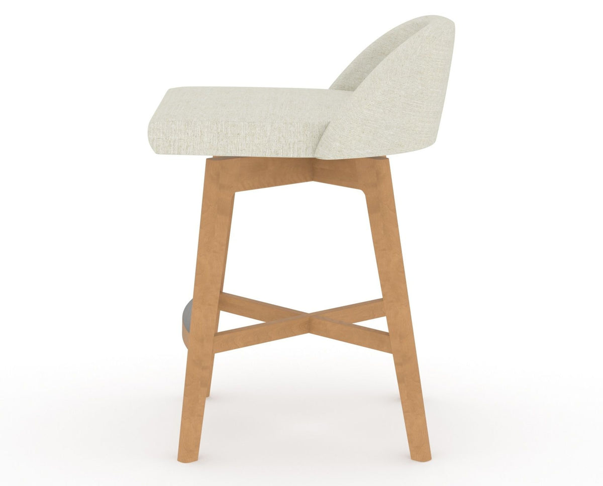 Canadel Downtown Swivel Counter or Bar Stool 8138 in TW Fabric and 20 Caramel Washed, side view