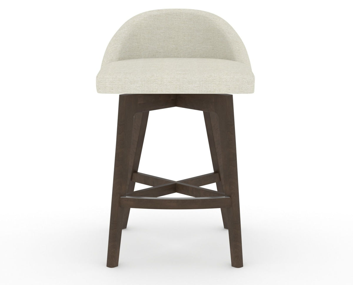 Canadel Downtown Swivel Counter or Bar Stool 8138 in TW Fabric and 29 Hazelnut Washed, front view