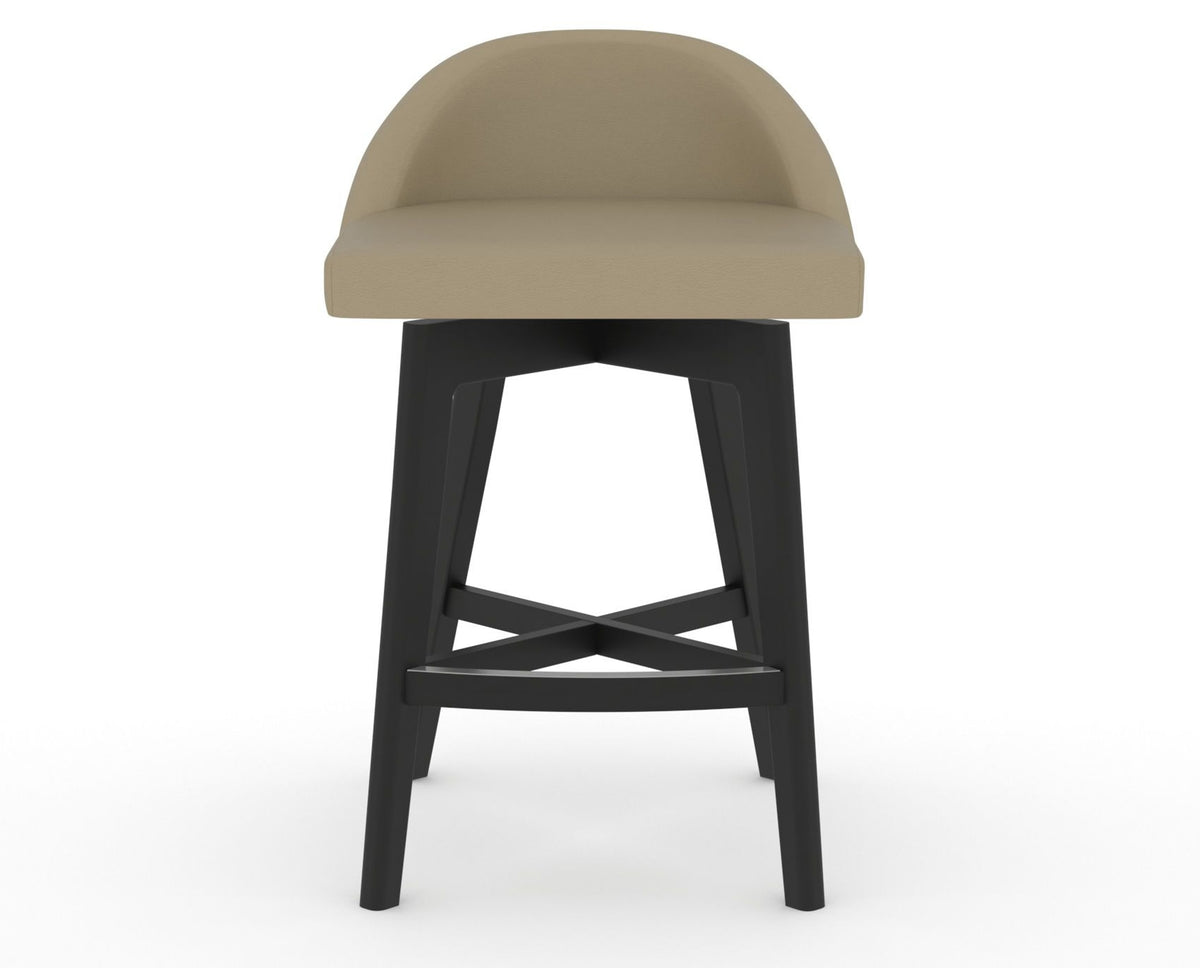 Canadel Downtown Swivel Counter or Bar Stool 8138 in XY Faux Leather and 05 Peppercorn Washed, front view