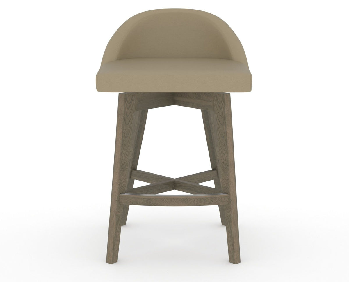 Canadel Downtown Swivel Counter or Bar Stool 8138 in XY Faux Leather and 08 Shadow, front view