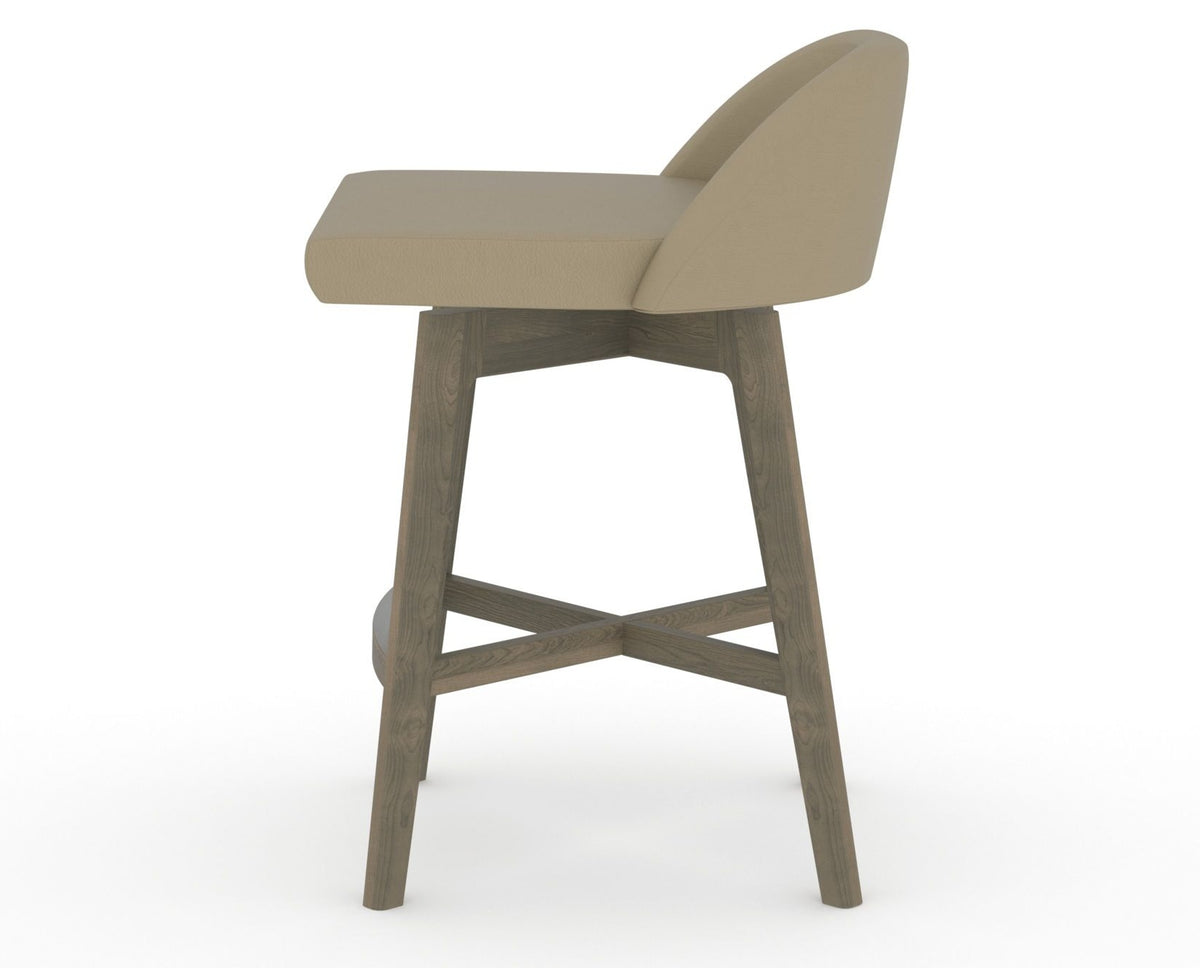 Canadel Downtown Swivel Counter or Bar Stool 8138 in XY Faux Leather and 08 Shadow, side view