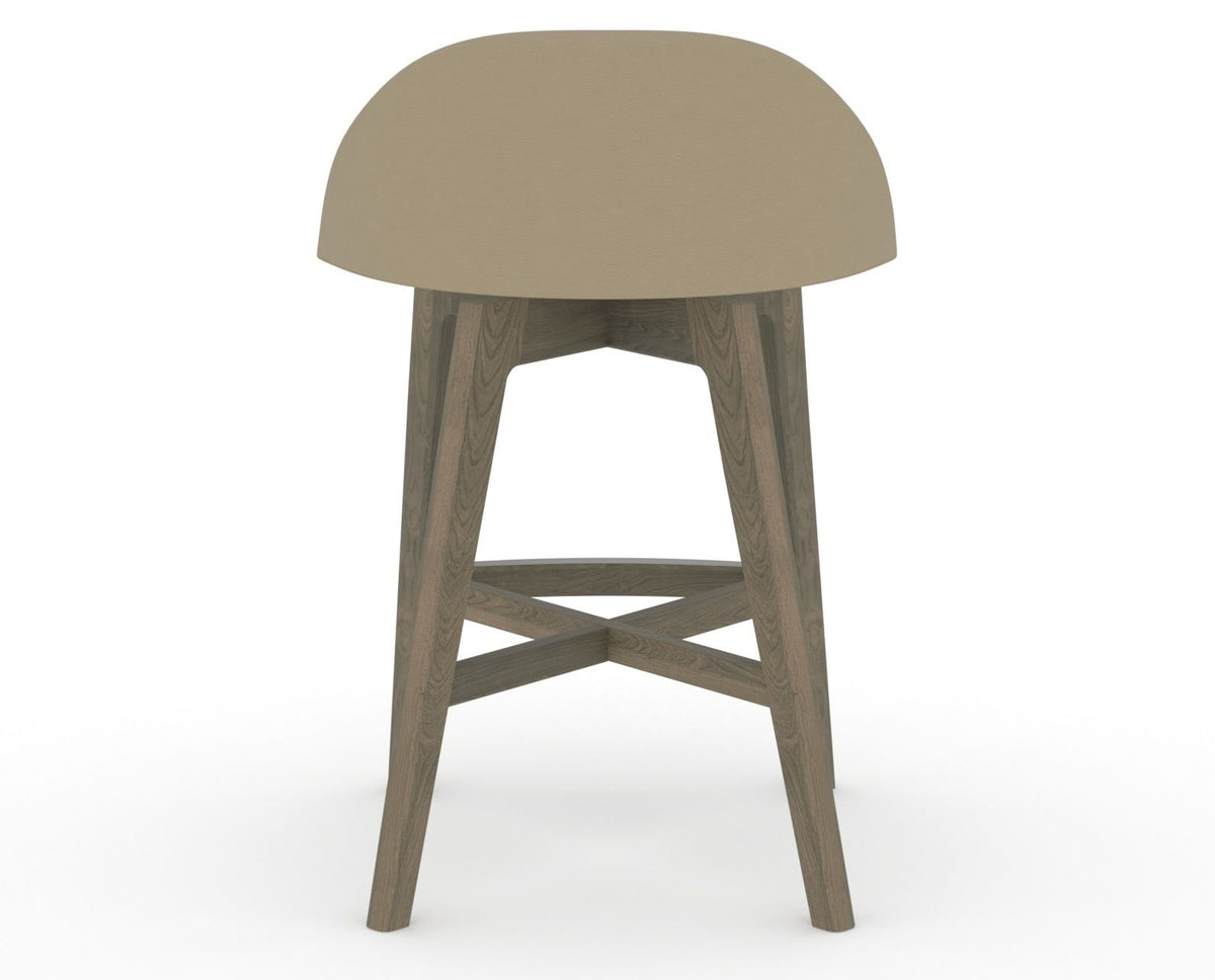 Canadel Downtown Swivel Counter or Bar Stool 8138 in XY Faux Leather and 08 Shadow, back view