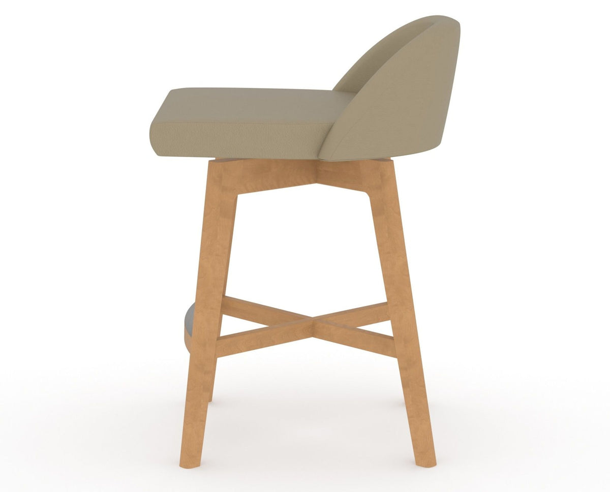 Canadel Downtown Swivel Counter or Bar Stool 8138 in XY Faux Leather and 20 Caramel Washed, side view