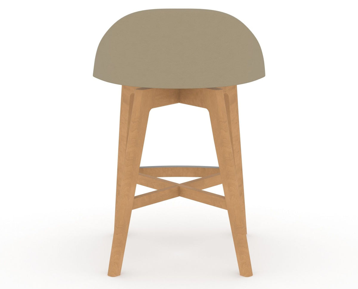 Canadel Downtown Swivel Counter or Bar Stool 8138 in XY Faux Leather and 20 Caramel Washed, back view