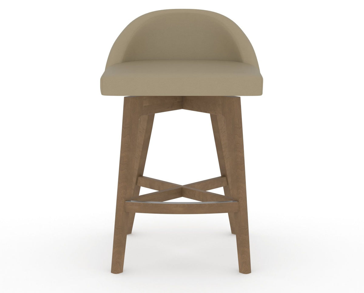 Canadel Downtown Swivel Counter or Bar Stool 8138 in XY Faux Leather and 25 Pecan Washed, front view