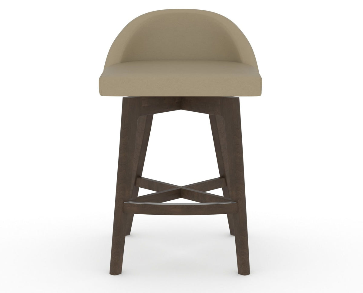 Canadel Downtown Swivel Counter or Bar Stool 8138 in XY Faux Leather and 29 Hazelnut Washed, front view