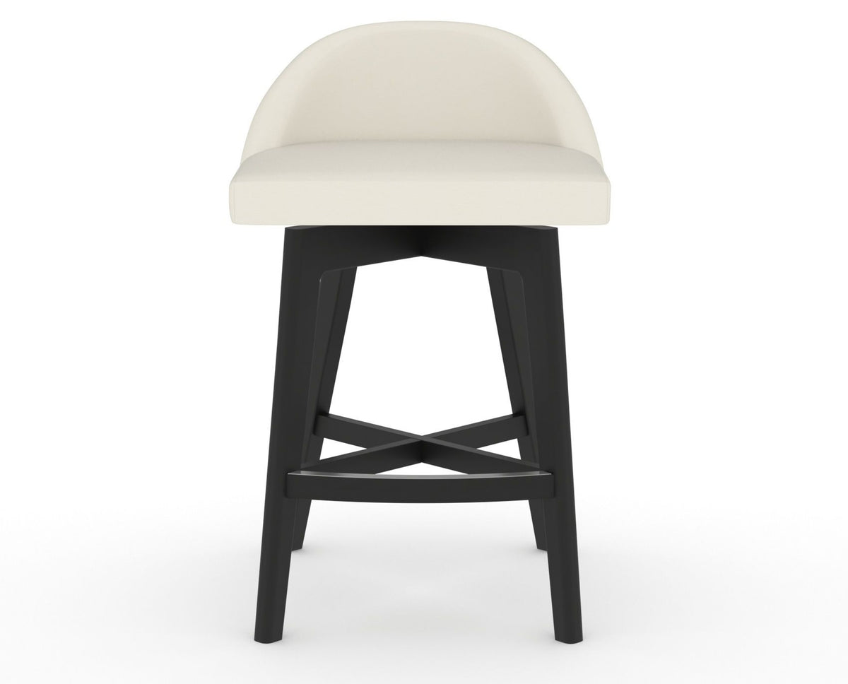 Canadel Downtown Swivel Counter or Bar Stool 8138 in YJ Faux Leather and 05 Peppercorn Washed, front view