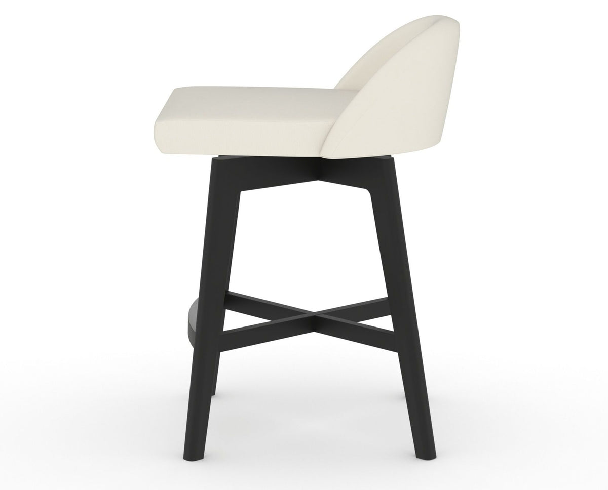 Canadel Downtown Swivel Counter or Bar Stool 8138 in YJ Faux Leather and 05 Peppercorn Washed, side view