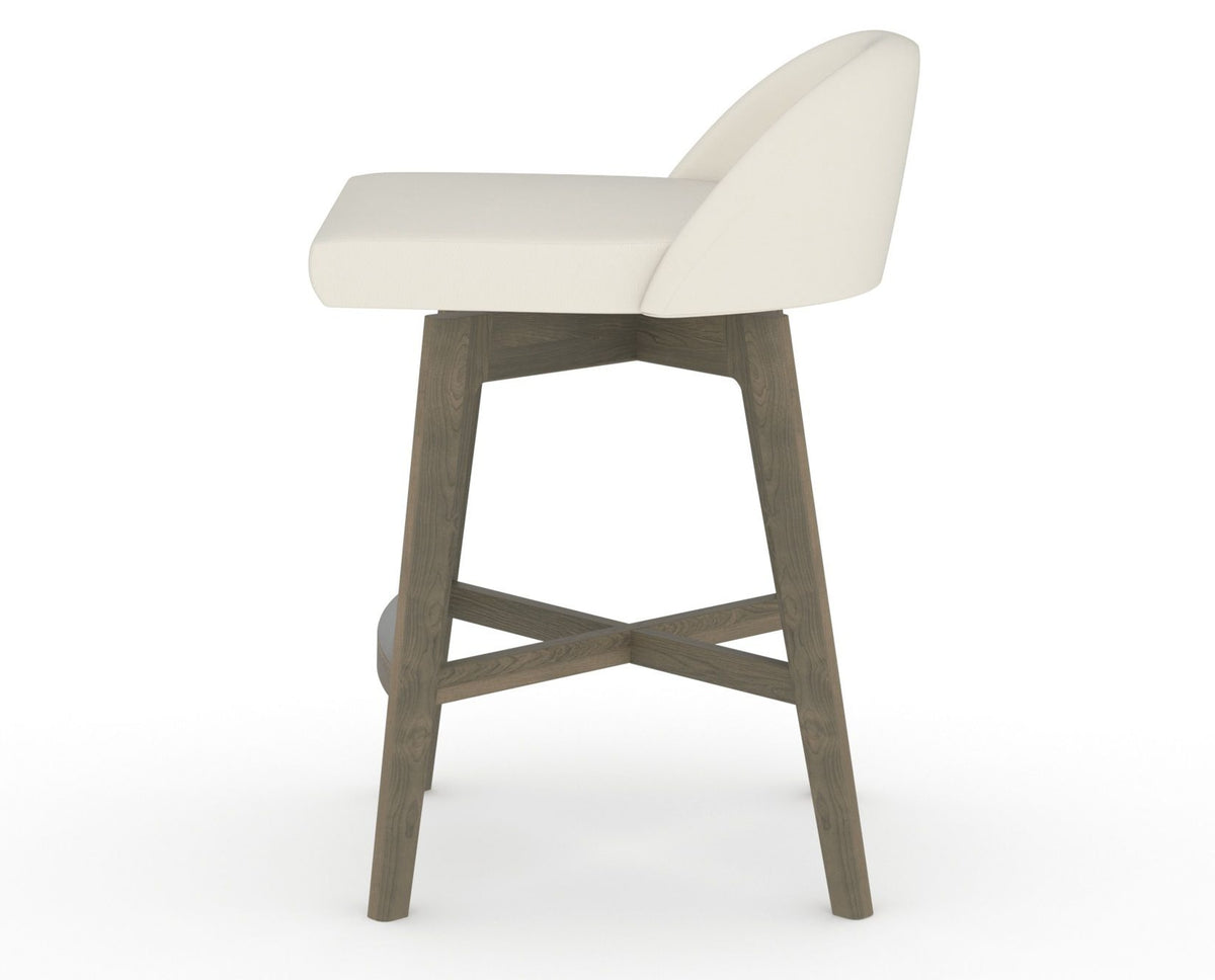 Canadel Downtown Swivel Counter or Bar Stool 8138 in YJ Faux Leather and 08 Shadow, side view