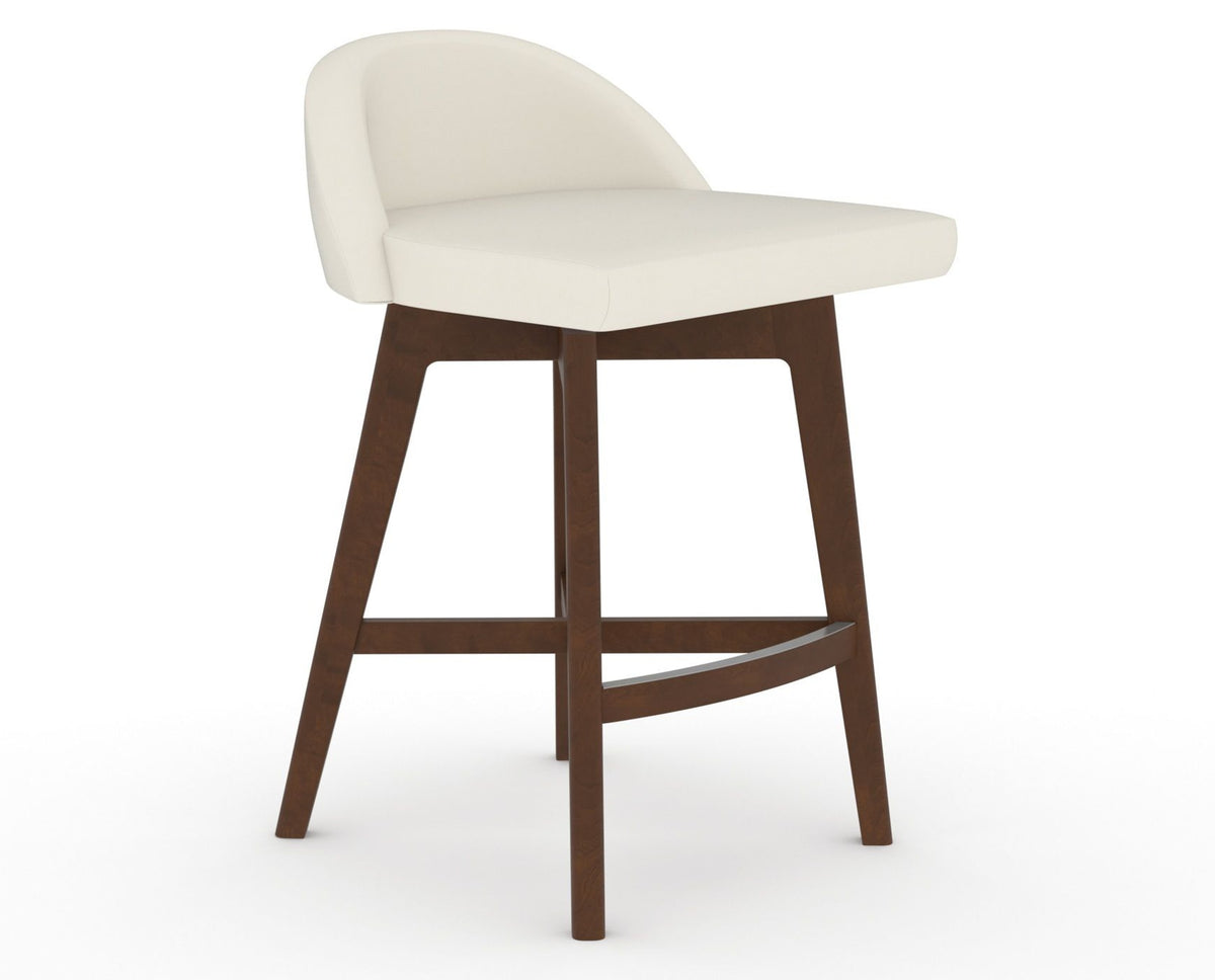 Canadel Downtown Swivel Counter or Bar Stool 8138 in YJ Faux Leather and 19 Cognac Washed, three-quarter view