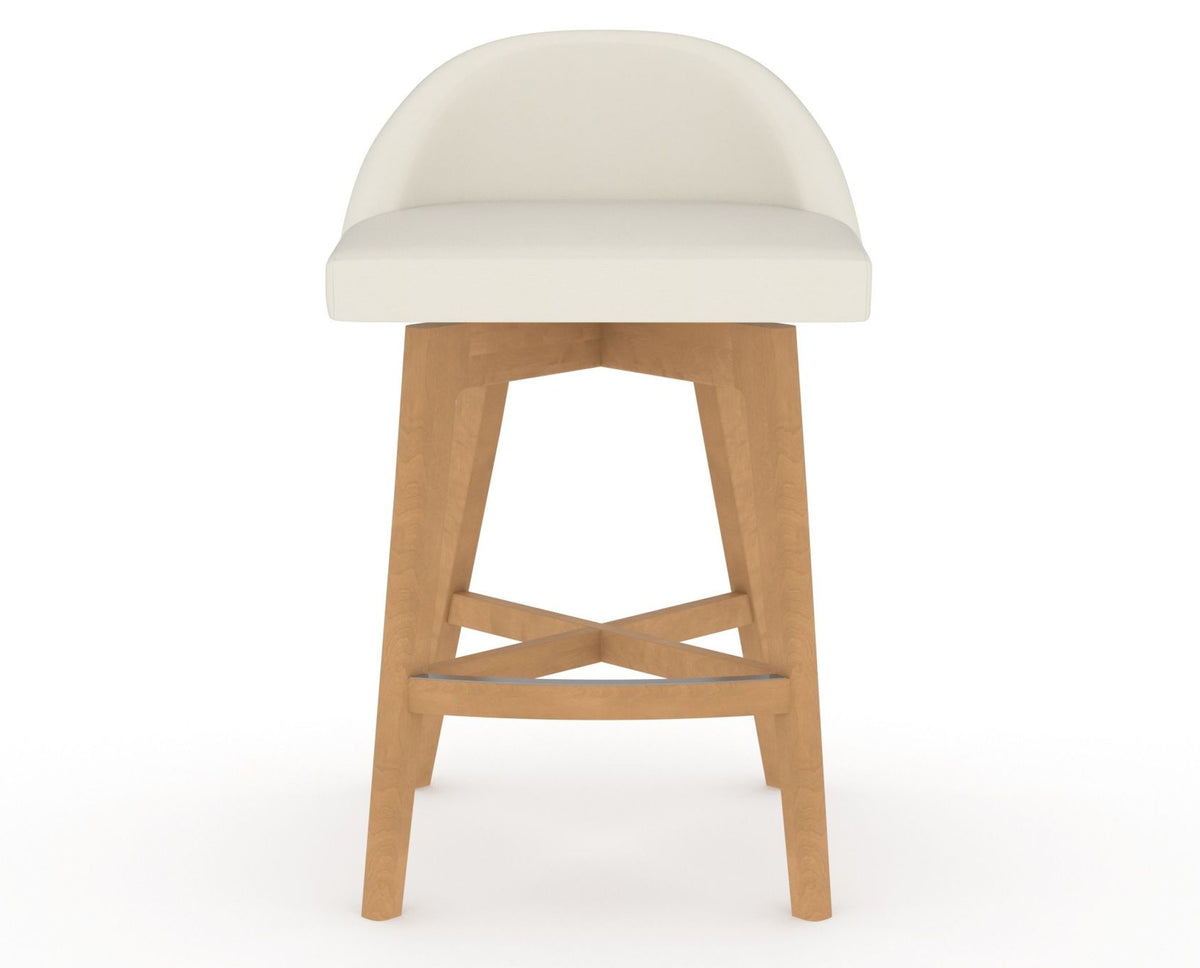 Canadel Downtown Swivel Counter or Bar Stool 8138 in YJ Faux Leather and 20 Caramel Washed, front view