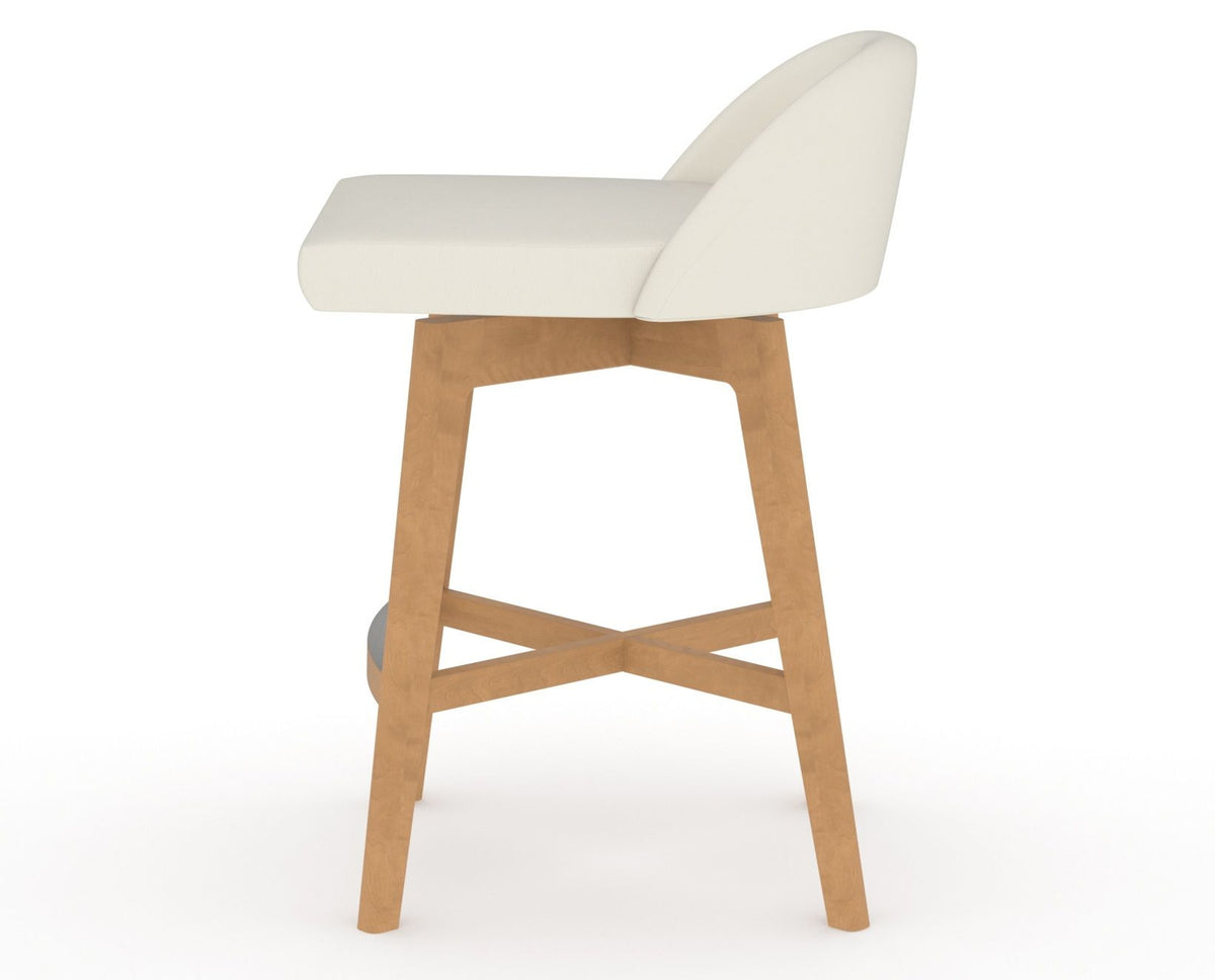 Canadel Downtown Swivel Counter or Bar Stool 8138 in YJ Faux Leather and 20 Caramel Washed, side view