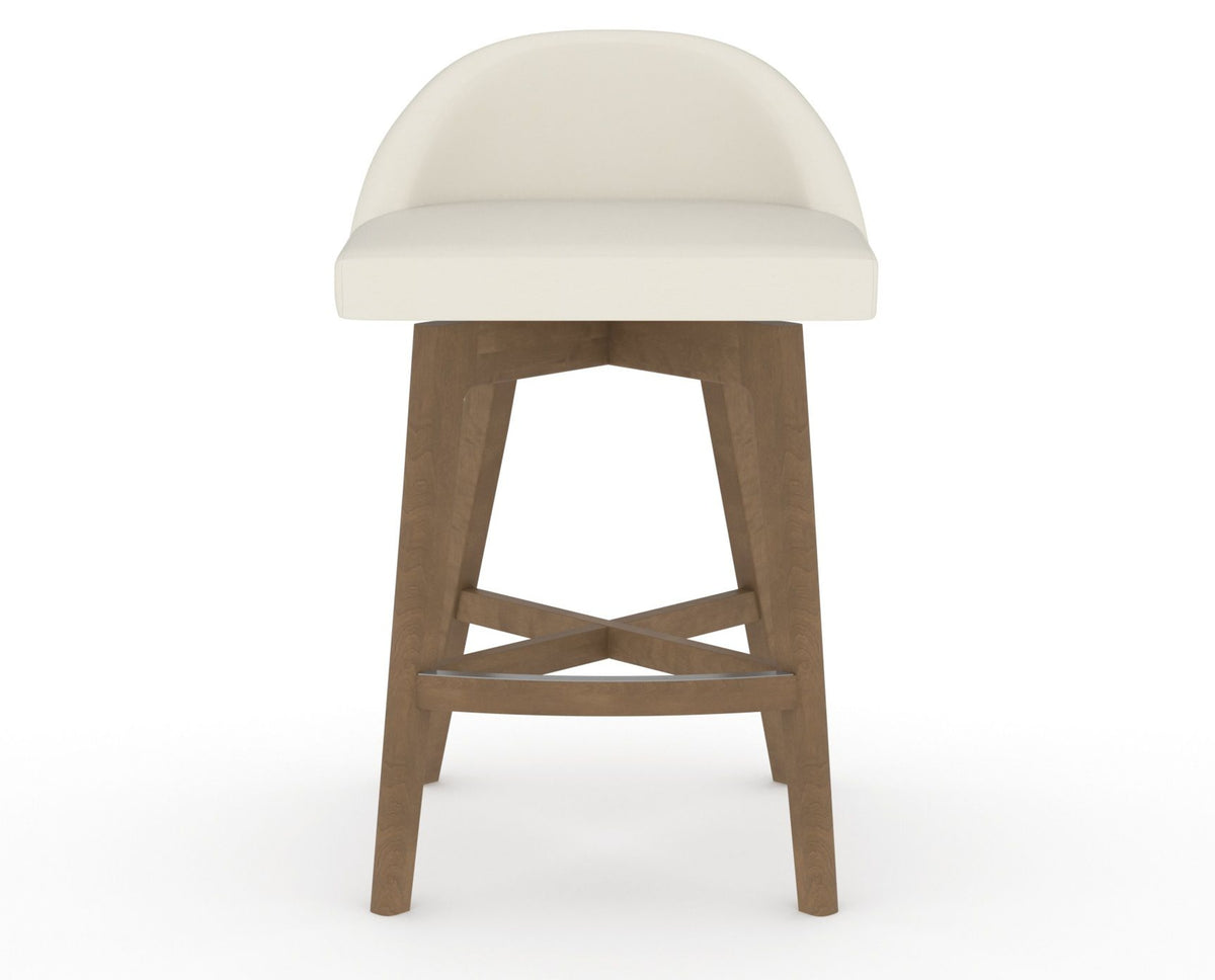 Canadel Downtown Swivel Counter or Bar Stool 8138 in YJ Faux Leather and 25 Pecan Washed, front view