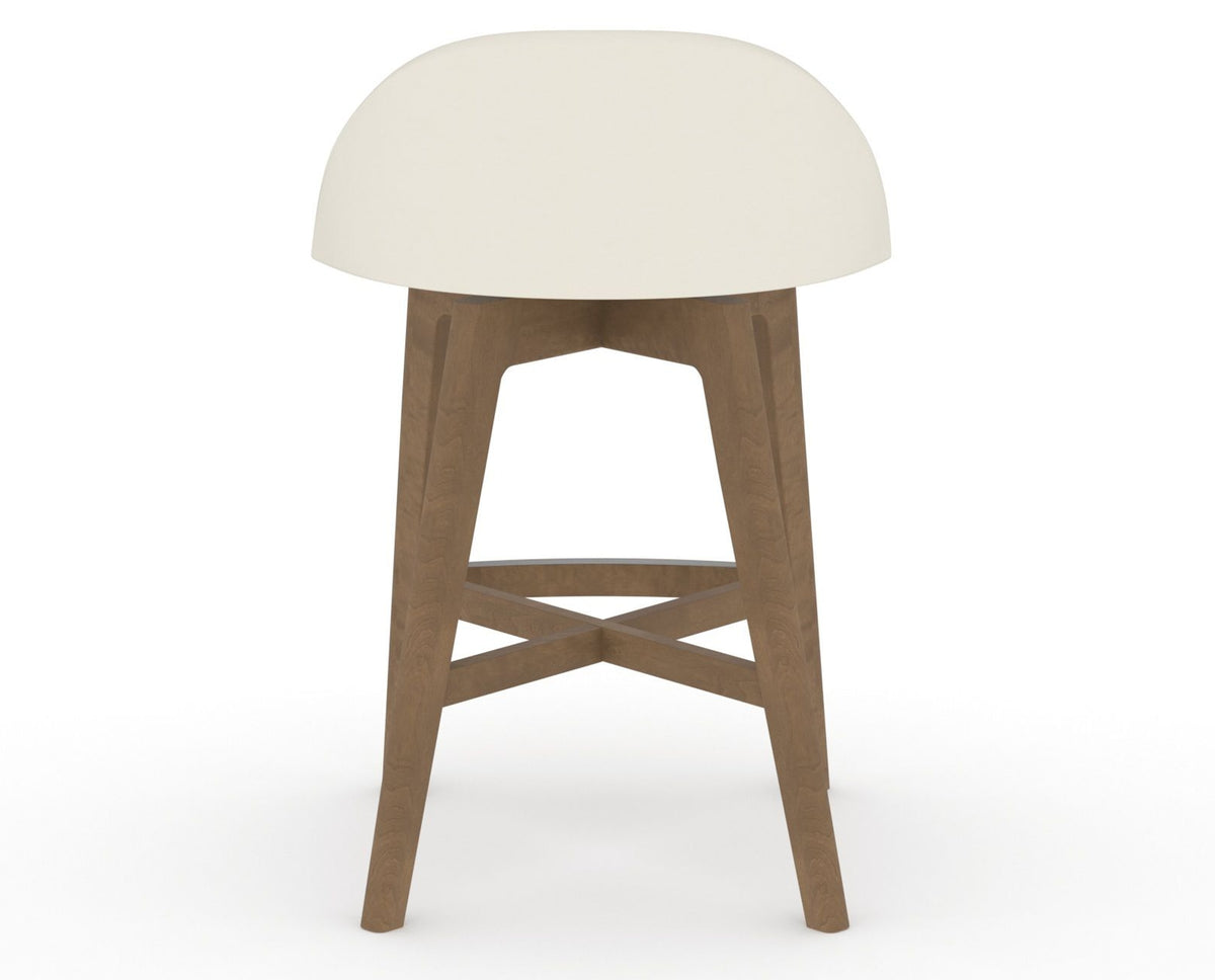 Canadel Downtown Swivel Counter or Bar Stool 8138 in YJ Faux Leather and 25 Pecan Washed, back view