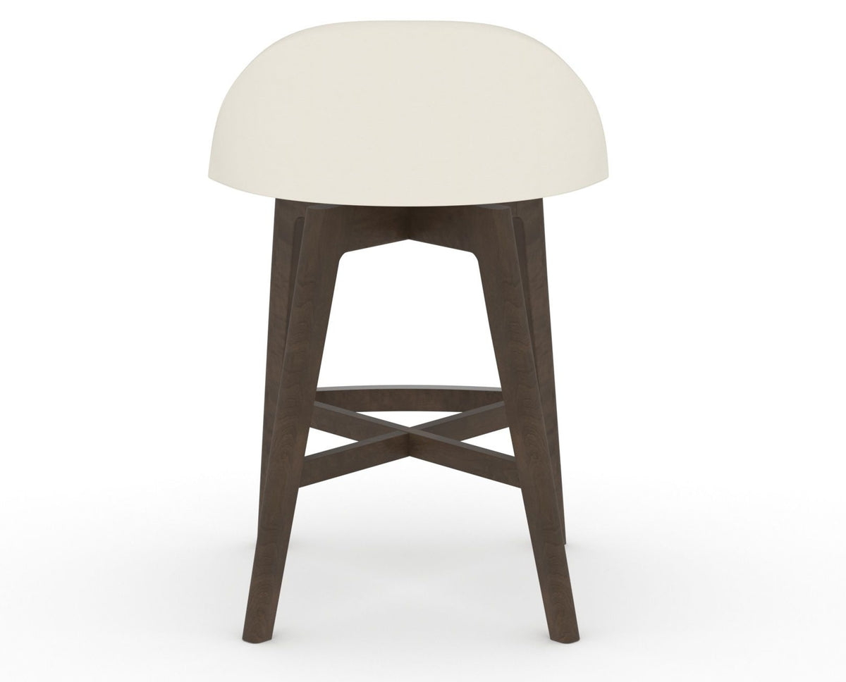 Canadel Downtown Swivel Counter or Bar Stool 8138 in YJ Faux Leather and 29 Hazelnut Washed, back view