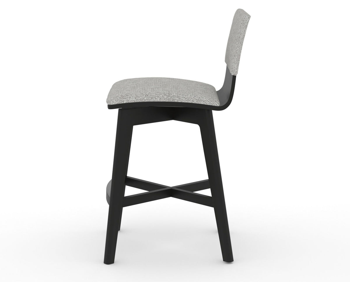 Canadel Downtown Swivel Counter or Bar Stool 8142 in 7C Fabric and 05 Peppercorn Washed, side view