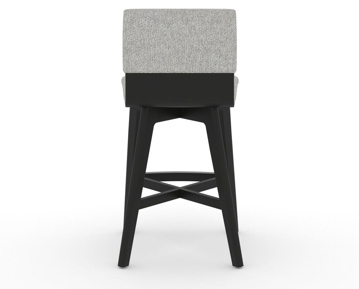 Canadel Downtown Swivel Counter or Bar Stool 8142 in 7C Fabric and 05 Peppercorn Washed, back view