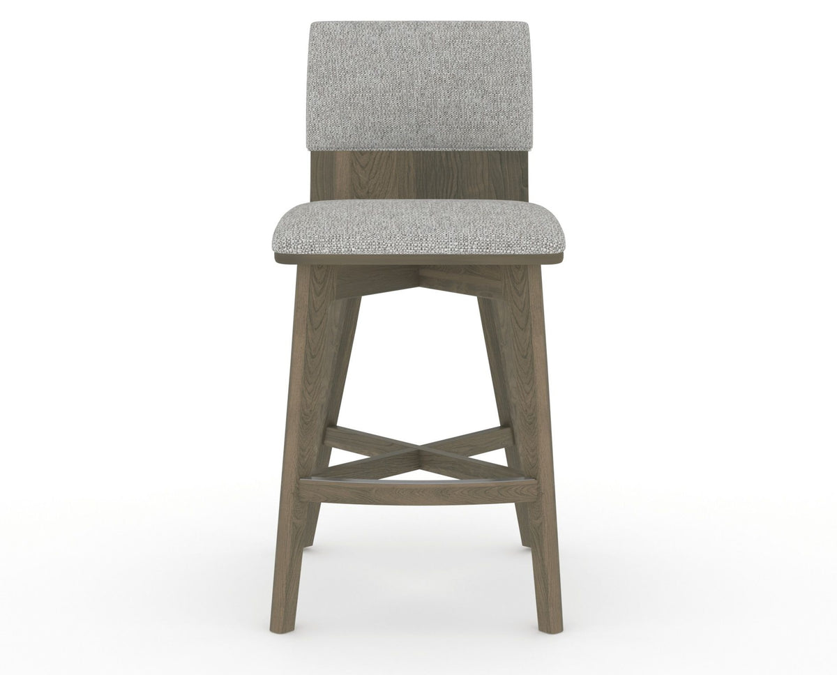 Canadel Downtown Swivel Counter or Bar Stool 8142 in 7C Fabric and 08 Shadow, front view