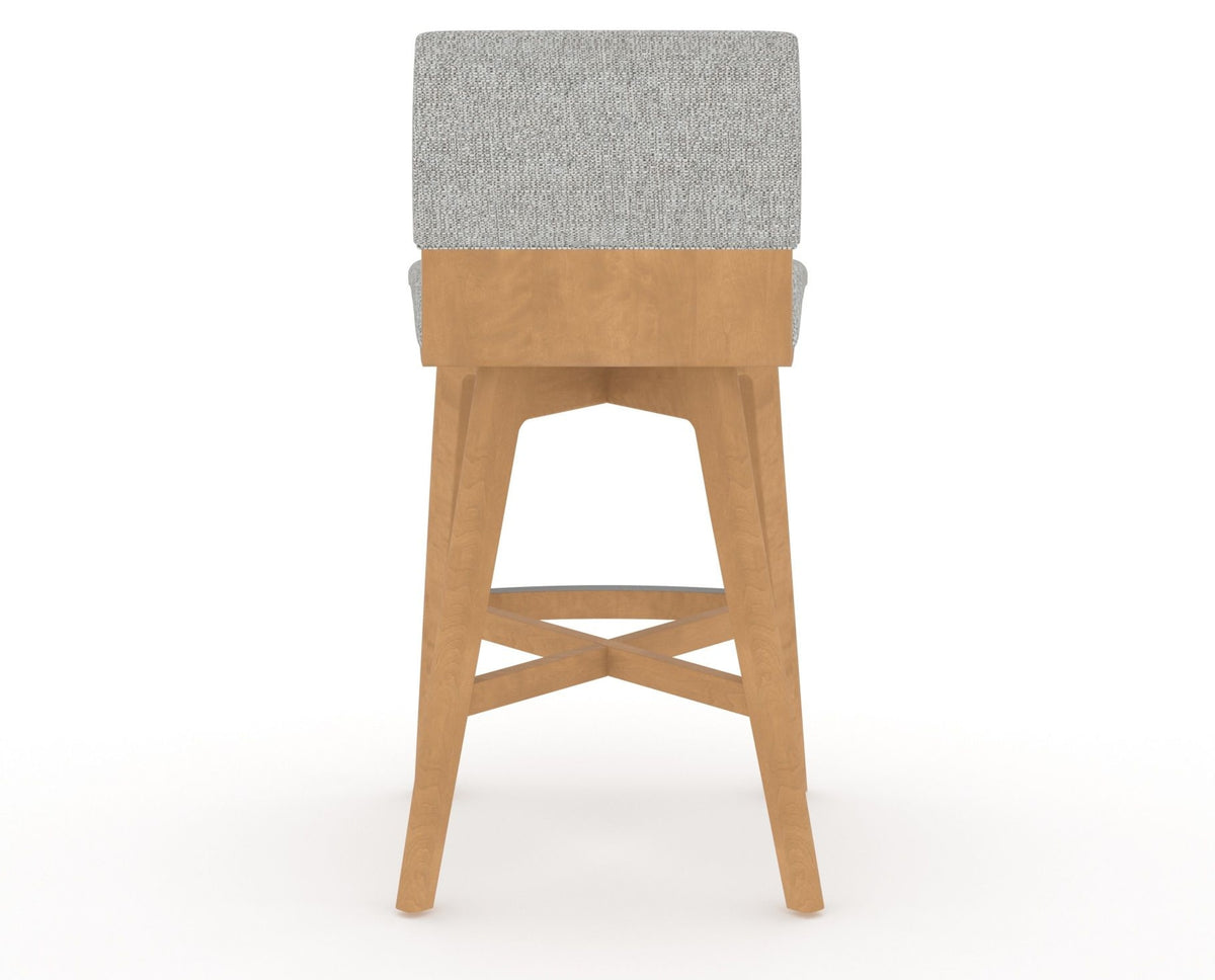 Canadel Downtown Swivel Counter or Bar Stool 8142 in 7C Fabric and 20 Caramel Washed, back view