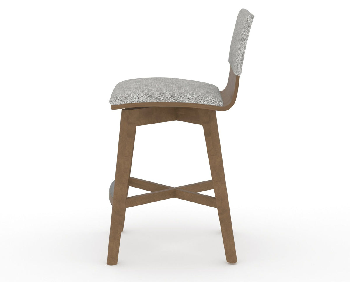 Canadel Downtown Swivel Counter or Bar Stool 8142 in 7C Fabric and 25 Pecan Washed, side view