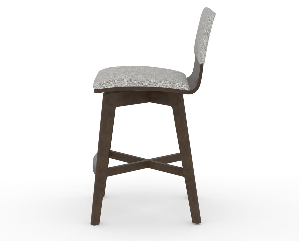 Canadel Downtown Swivel Counter or Bar Stool 8142 in 7C Fabric and 29 Hazelnut Washed, side view