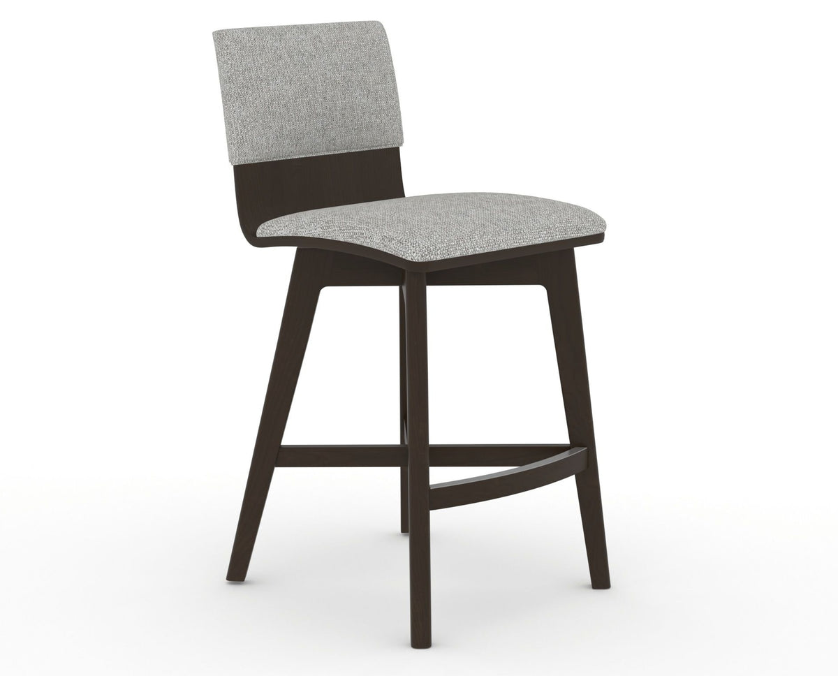 Canadel Downtown Swivel Counter or Bar Stool 8142 in 7C Fabric and 59 Davy's Grey, three-quarter view