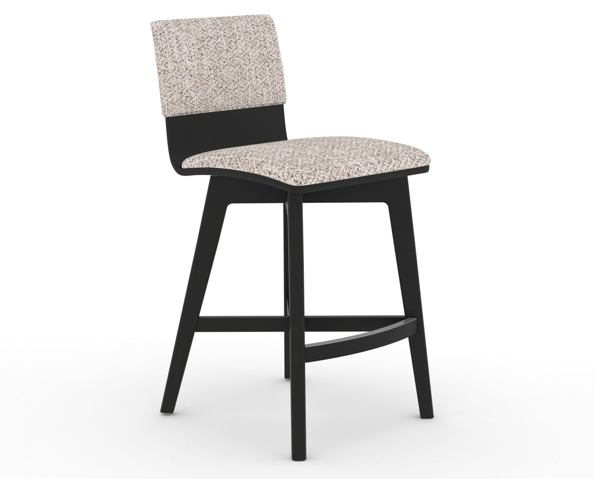Canadel Downtown Swivel Counter or Bar Stool 8142 in FP Crypton® and 05 Peppercorn Washed, three-quarter view