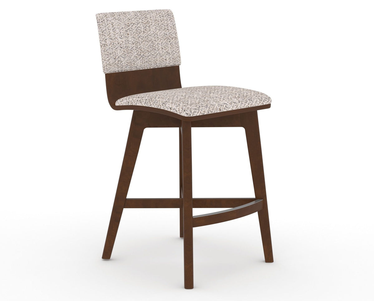 Canadel Downtown Swivel Counter or Bar Stool 8142 in FP Crypton® and 19 Cognac Washed, three-quarter view