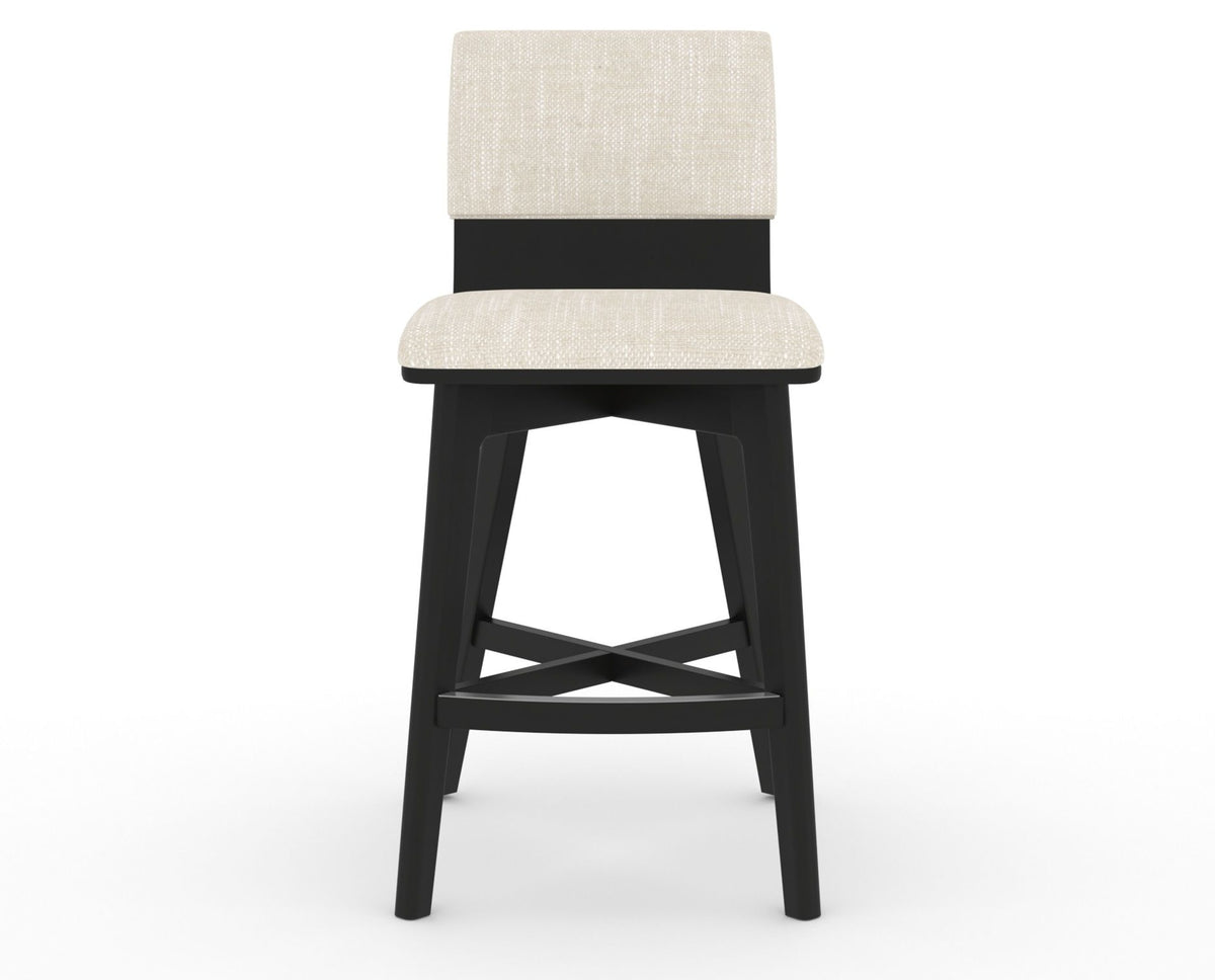 Canadel Downtown Swivel Counter or Bar Stool 8142 in FT InsideOut® and 05 Peppercorn Washed, front view