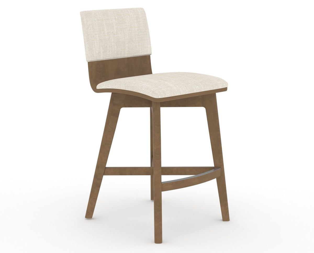 Canadel Downtown Swivel Counter or Bar Stool 8142 in FT InsideOut® and 25 Pecan Washed, three-quarter view