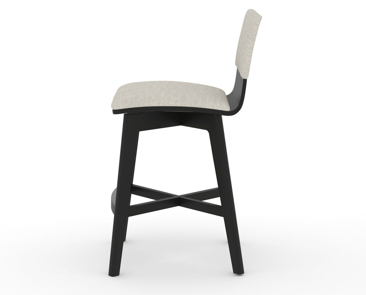 Canadel Downtown Swivel Counter or Bar Stool 8142 in TB Fabric and 05 Peppercorn Washed, side view