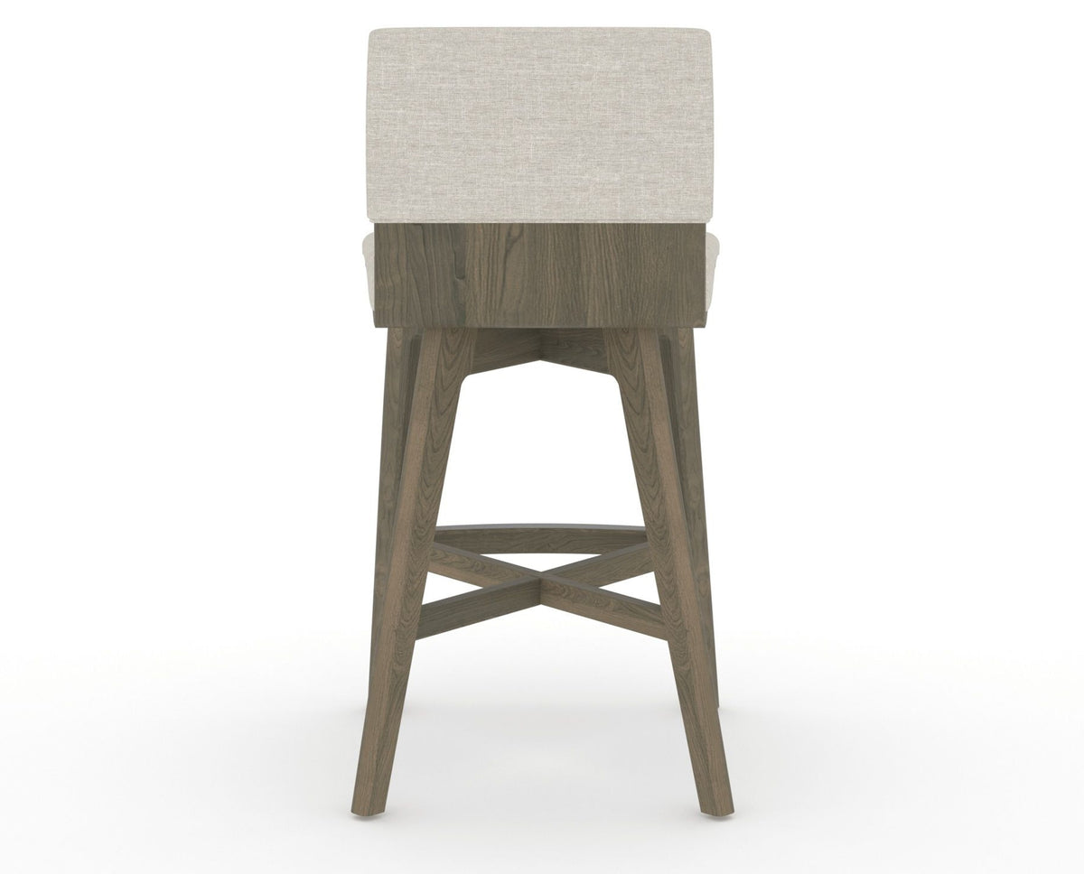 Canadel Downtown Swivel Counter or Bar Stool 8142 in TB Fabric and 08 Shadow, back view