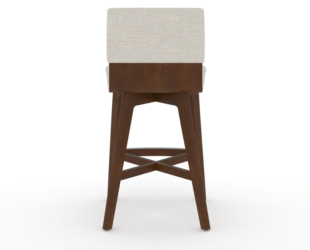 Canadel Downtown Swivel Counter or Bar Stool 8142 in TB Fabric and 19 Cognac Washed, back view
