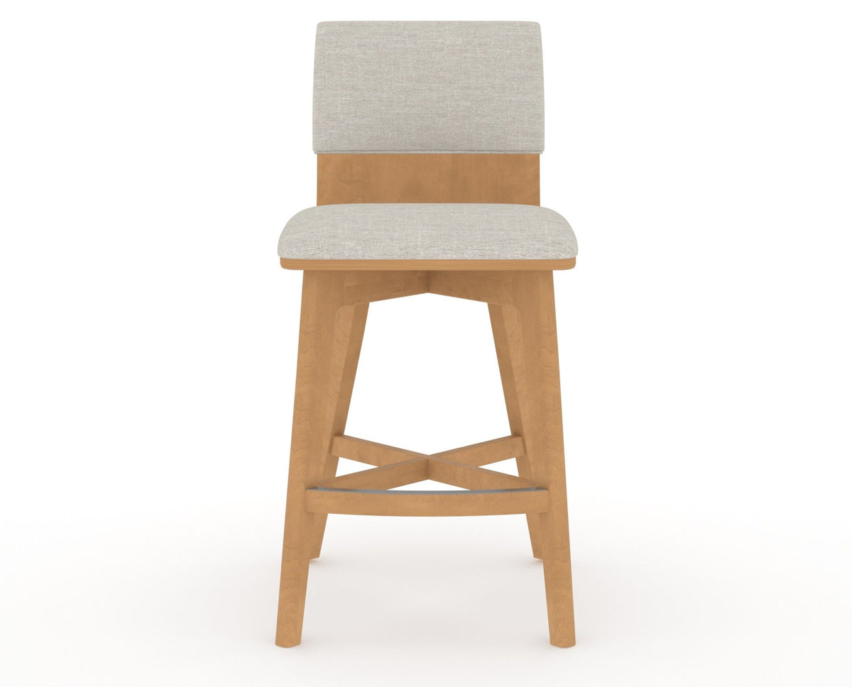 Canadel Downtown Swivel Counter or Bar Stool 8142 in TB Fabric and 20 Caramel Washed, front view